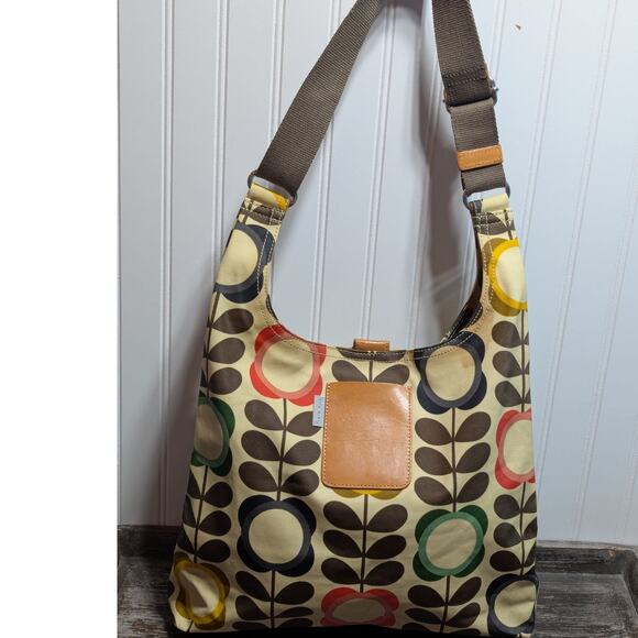 Orla Kiely Womens Multicolor Floral Waxed Canvas Crossbody Adjustable Strap Bag - Picture 2 of 8
